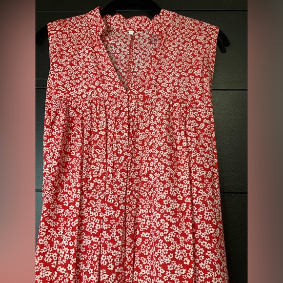 Red & White Sleeveless Floral Mini Dress V-Neck Women’s Sz M EUC - Picture 3 of 7